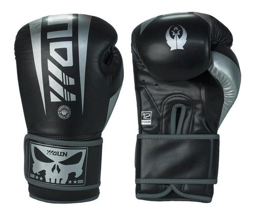 Wolon Synthetic Leather Boxing Gloves 12oz - Black and Grey 0