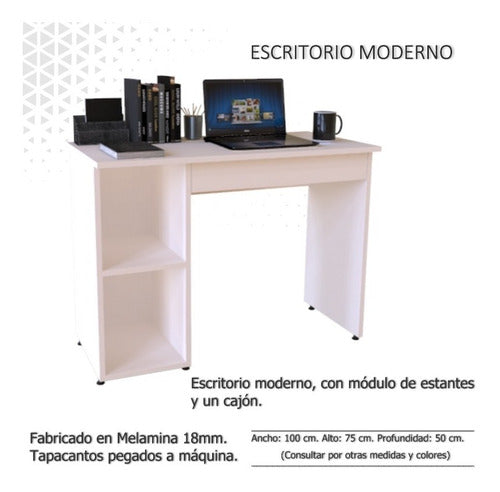 Lineplac Modern Desk 100 X 50 With 1 Drawer 1