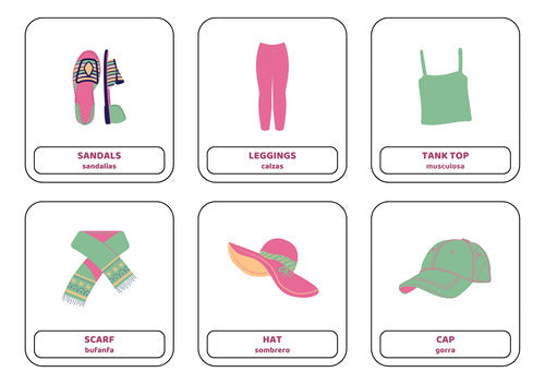 Deconstructing English Clothes Vocabulary Flashcards (With Spanish Translation) 1