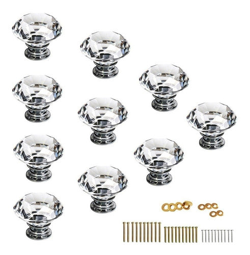 Sumnacon 10 Pcs 1.2 Inch Clear Crystal Glass Door Knobs 0