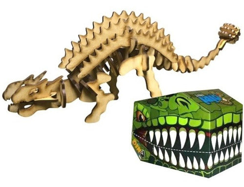 Qiri Toys Dinosaur Ankylosaurus Skeleton Wooden 3D Puzzle 0