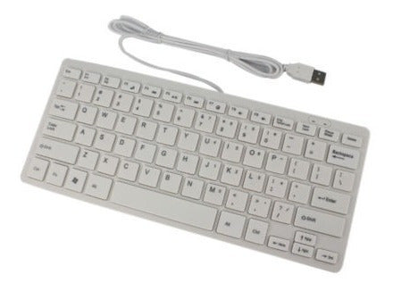 Silencio Blanco Usb Slim Con Cable Mini Teclado Para Computa 1