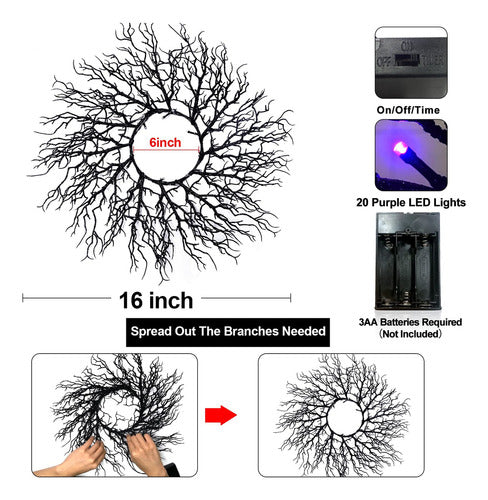 Turnmeon Prelit and Timer Halloween Wreath with 20 Lights 1