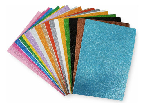 Super Glitter Adhesive Foam Sheets A4 - 6 Pack of 5 Units Each 0