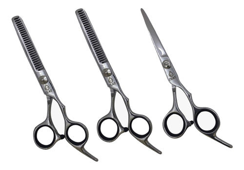 ZEAT Kit 3 Hair Cutting Scissors: Razor Cut, Thinning, and Polishing - 7 Inches 0