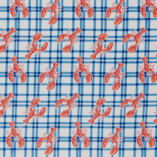 HERMES SHOP Red Cotton Fabric with Marine Lobsters, Cut by Yard 0