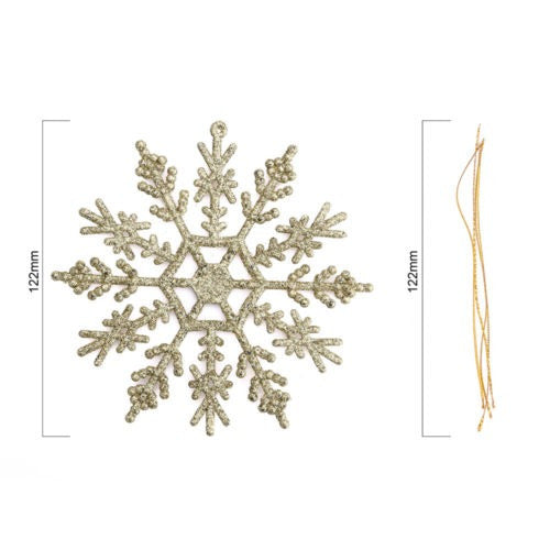 12pcs Christmas Snowflake Gold Ornaments Tree Decoration CoLG 4