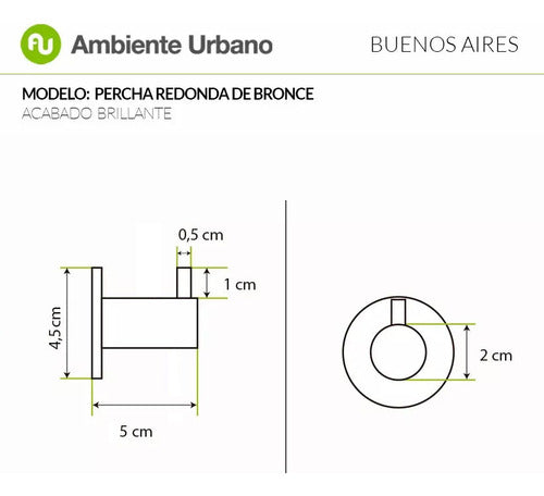 Ambiente Urbano Round Matte Black Bronze Towel Hook 3