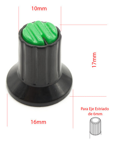 ELUMILED 5 Potentiometer Knobs Light Green 16mm X 17mm Serrated Shaft 2