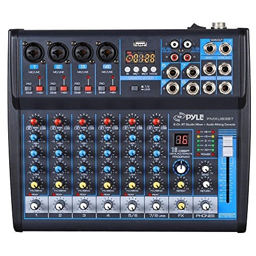 Pyle 8 Ch. Studio Dj Mixer [audio Interface Mixing Sound 0