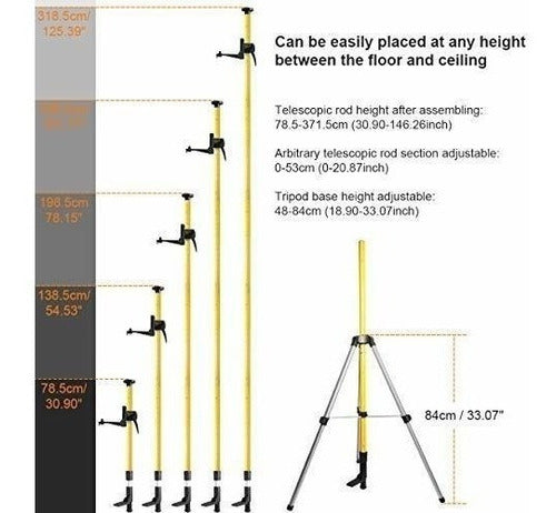 Poste Telescopico Huepar De 12 Pies / 3.7 M Con Montaje Lase 3