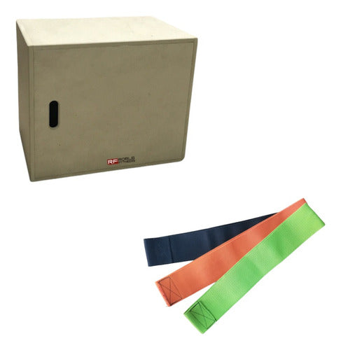 Roble Fitness Cajon De Salto Reforzado Fitness 60x50x40 + Pack Bandas 0