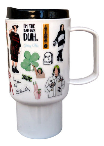 Coloreando Tazas High Mug with Lid Billie Eilish 1