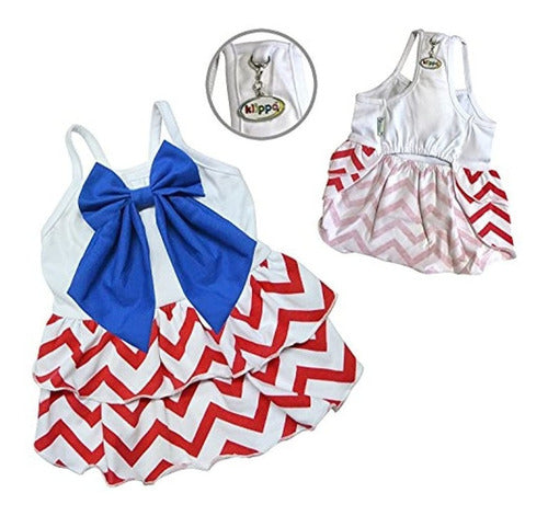 Klippo Dogpuppy Patriotic RedWhiteBlue Big Bow SundressVestido 1