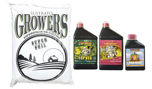 Growers Super Soil 20lt Con Top Crop Veg Bloom 1lt Bud 250cc 0