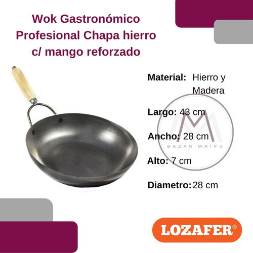 Professional Gastronomic Iron Wok with Reinforced Handle 3