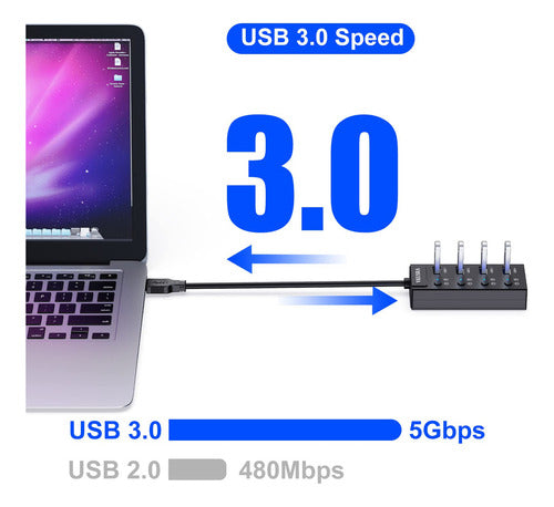 Vkusra - Hub Usb 3.0, Divisor Usb De 4 Puertos, Concentrador 1