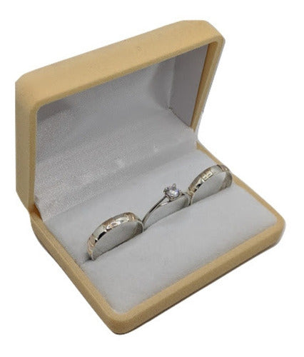 Elegant Silver Wedding Bands with Gold Bars and Silver Ring 0