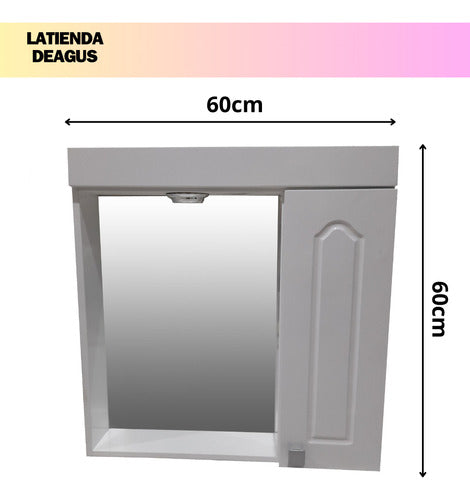 La Tienda de Agus 2 Laqueado Medicine Cabinets with Shelf and Light Holder White 60cm 1