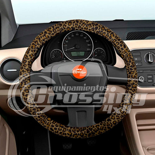 Universal Animal Print Leopard Brown Steering Wheel Cover 38 cm 1