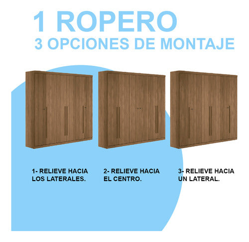 Ropero Armario Placard 6 Puertas 4 Cajones 5 Estantes Jatoba 4