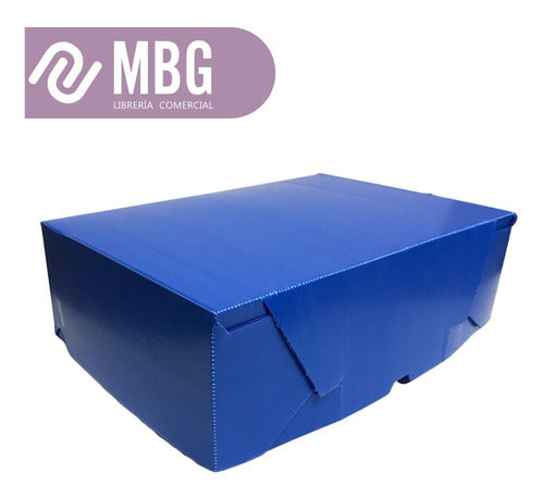 MBG Caja Plástica Reforzada Oficio 12 Tapa Volcada Azul 1