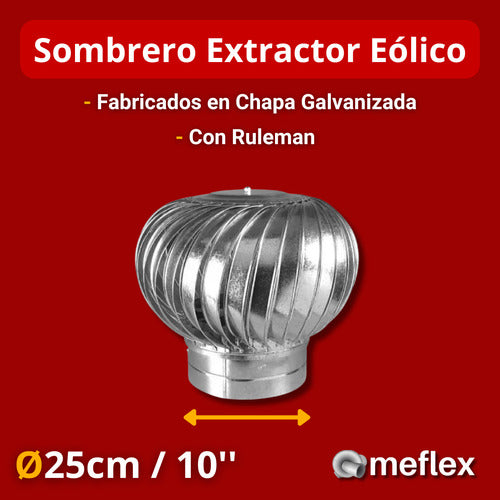 Meflex Extractor Eolico 10 Pulgadas Con Base Chapa Galvanizada 1