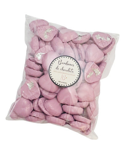 100 Bombones Chocolate Corazon Color Rosa Souvenir Candy Bar 0