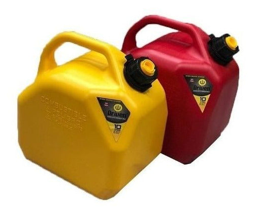 Fuel Canister Gasoline 10L with Safety Lock Spout Red Yellow 0