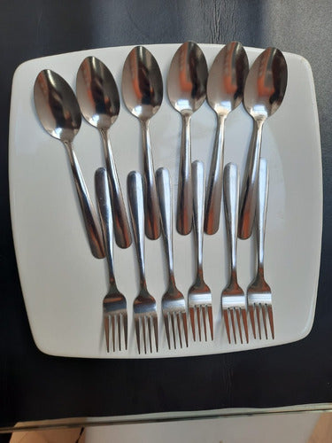 Set of 24 Stainless Steel Dessert Cutlery - 12 Forks and 12 Spoons 2