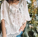 Wide Boho Embroidered Tulle Blouse Imported Felisa 3