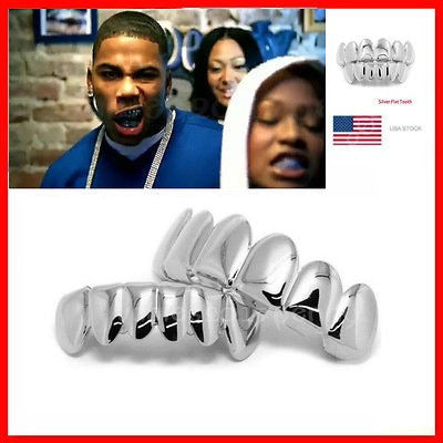 Grillz Conjunto Plata Ocho 6 Dientes Superior E Inferior 6 D 1