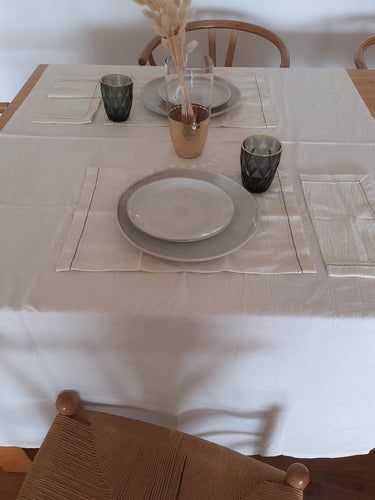 Mrs. Olson Pack of 2 Table Place Mats + 2 Natural Tusor Napkins 0