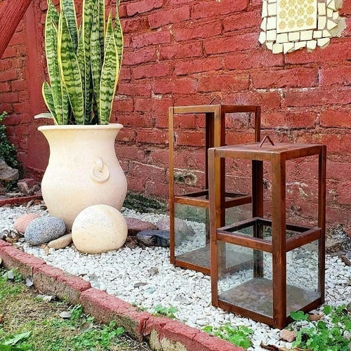 Fanal Grande Hierro Faról Porta Vela Deco Oxido Vintage 0