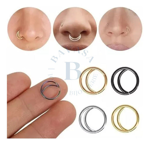 Double Endless Hoop Surgical Steel Piercing Set 7