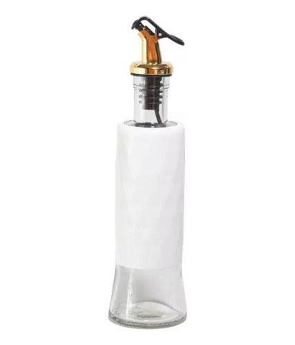 Voruk Home Oil Vinegar Bottle with Pour Spout - Taoa Black and White 3