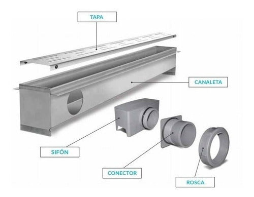 Atrim Fluenza Linear Drain Inca 70cmx7cm Stainless Steel 2