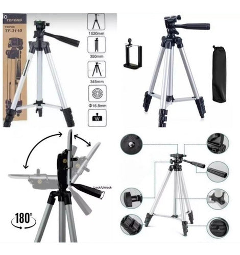 TF Tripod for Cameras and Cell Phones - Extensible to 1.02m 2