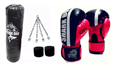 Boxing Kit, 1.50m Bag with Filling+Chains+Gloves+Wraps 30