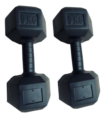 Neimai Sports Hexagonal PVC Dumbbell Set 5 Kg Each 0