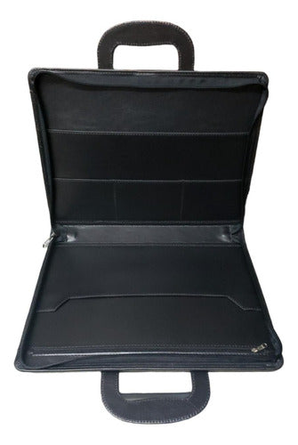 Office Folder Briefcase in Faux Leather with Zipper and Foldable Handle 3