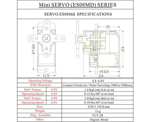 Emax Es08mdii Digital Metall Micro Servo 13g T-rex 450 Es08m 2