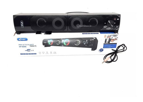 Parlante Pc Kp6040 Opcion Barra De Sonido Con Lus Led Y Usb 2