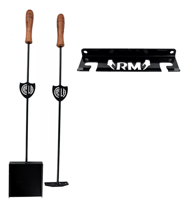 San Lorenzo Grill Tool Set: Spatula & Coal Lifter with Wall Mount – Football Fan Gear