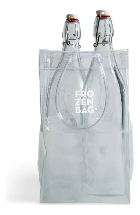 Bolsa Hielera Frapera x 2 Botellas - XL Crystal Frozen Bag Cooler for 2 Bottles - Transparent