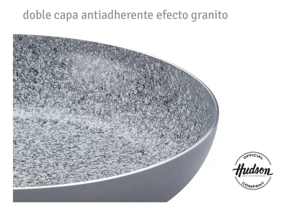 Cacerola Hudson de Cerámica Antiadherente 26 cm Granito Gris - Utensilio Esencial de Cocina