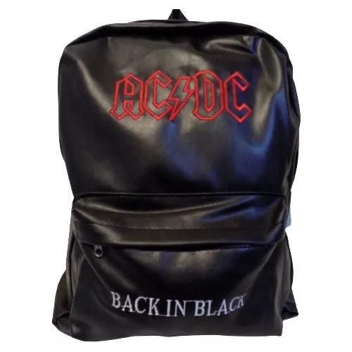 Mochila AC/DC Embroidered Leather Backpack - Rocker Chic, Music-Inspired Style & Durability