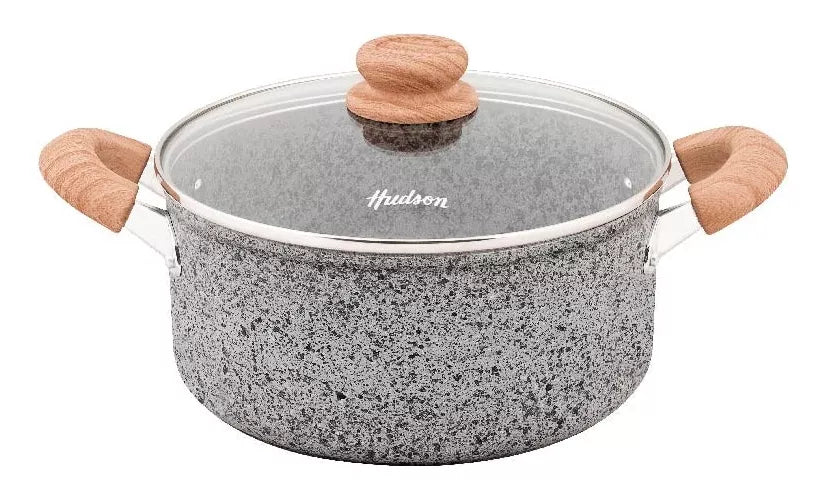 Cacerola Hudson de Aluminio Forjado con Revestimiento de Granito Gris de 24 cm - Utensilio Esencial de Cocina