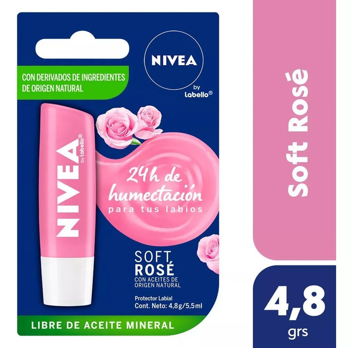 Nivea Protector Labial Humectante - Hydrating Rose Shine Lip Balm 4.8g - Personal Care Essential