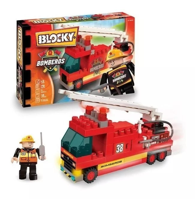 Rasti Blocky 1 Firefighters Set: 70 Pieces, Building Blocks for Creative Play